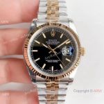 Replica AR Factory V2 Swiss 3135 Rolex Datejust Black Dial Jubilee Watch 36mm